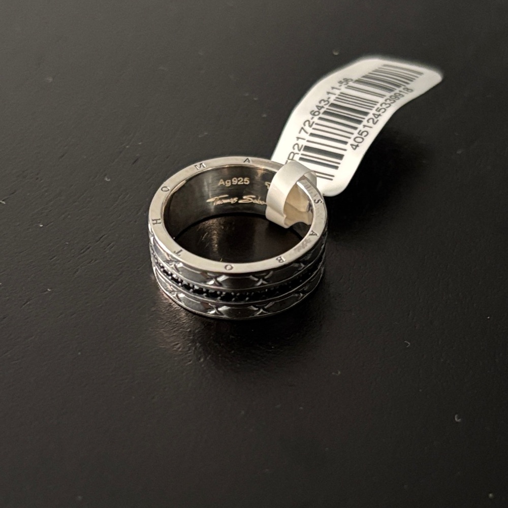 Thomas Sabo Sterling Silver and Black Men's Ring